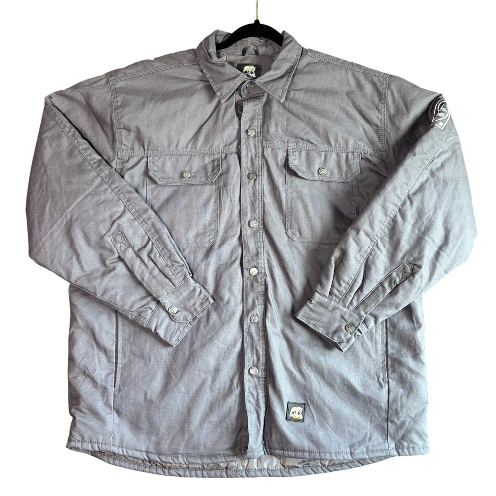 Berne Mens Shirt Jacket XL Gray Cotton Quilted Lined Canvas Workwear‎ SH67SLA